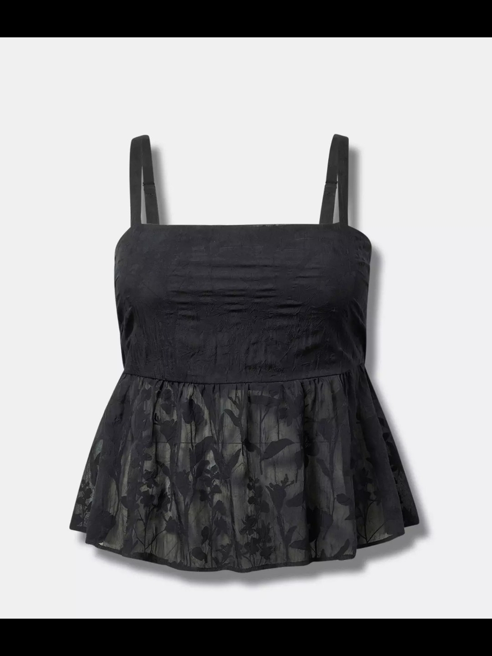Torrid Deep Black Peplum Burnout Cami